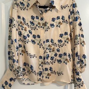 Chloe Silk Cream Floral Blouse Size 36